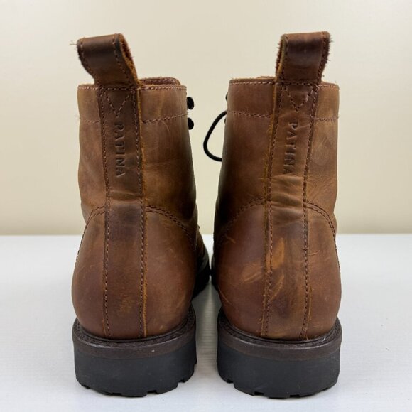 EUC Patina Brown Leather Lace Up Boots Handmade In Mexico main image 6